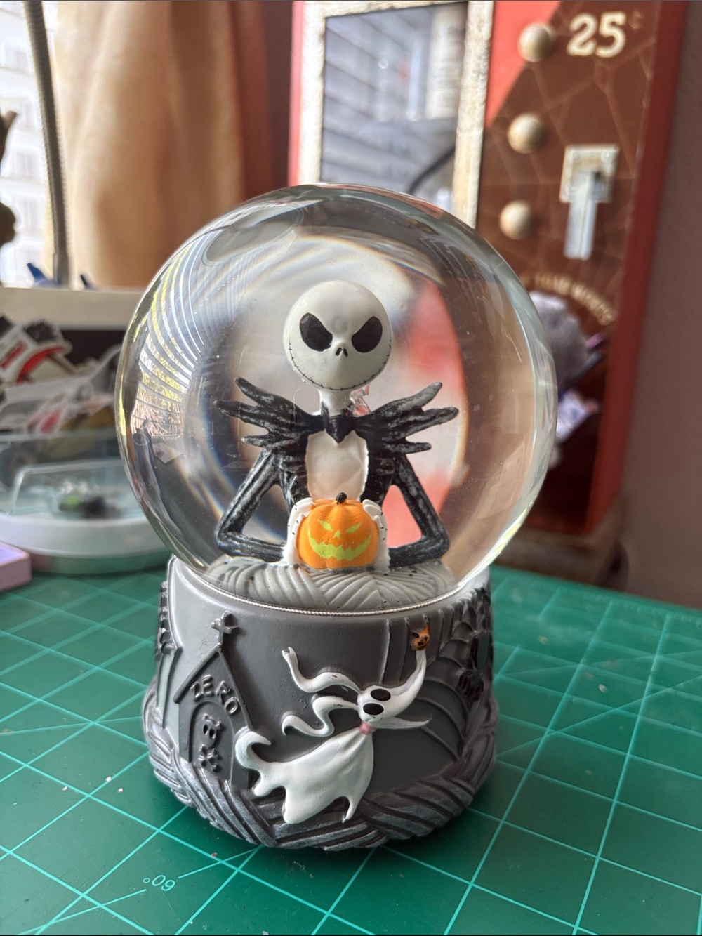Jack Skellington Pumpkin Snow Globe - Black & Gray Halloween Decor